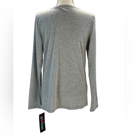 Sivvan Scrubs Crew Neck Long Sleeve Comfort Underscrub Tee - Gray - Size Large - Picture 3 of 9